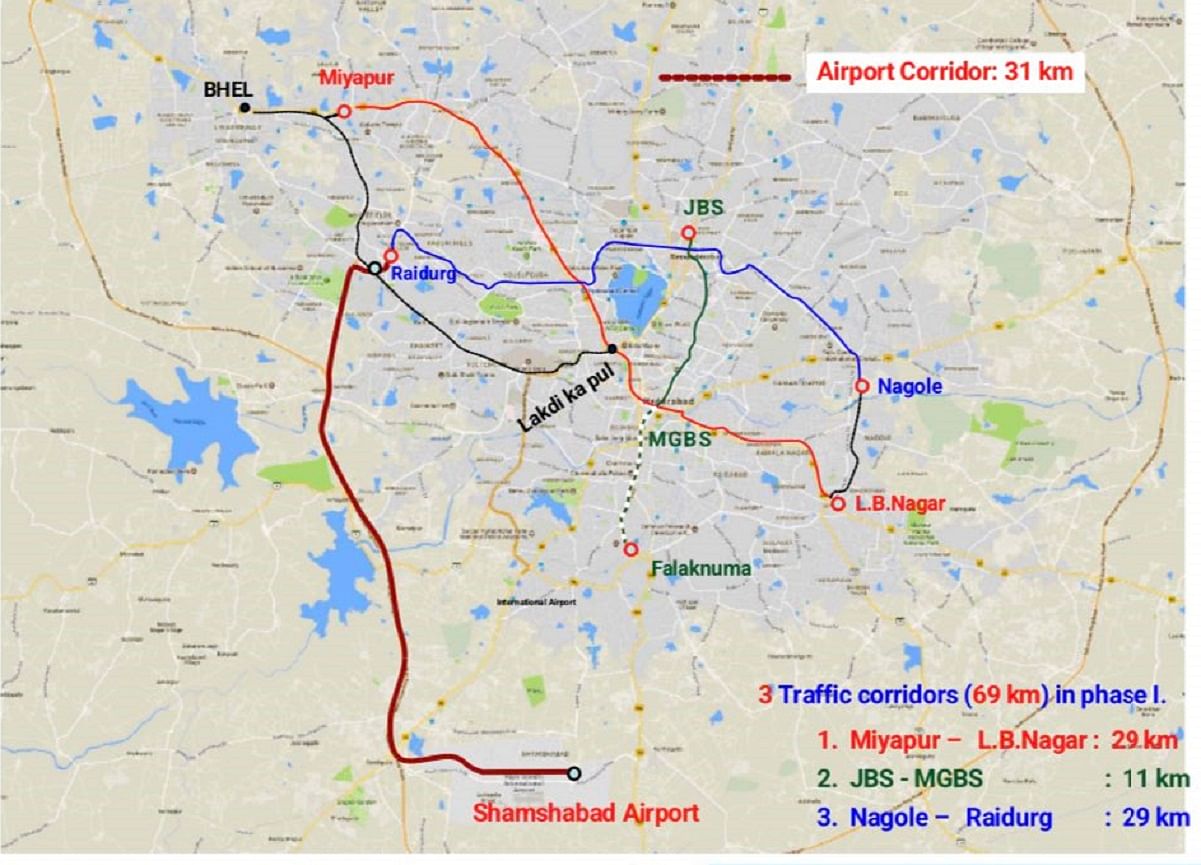 Hyderabad Airport Metro Survey Completed, Ground Work Starts With Peg